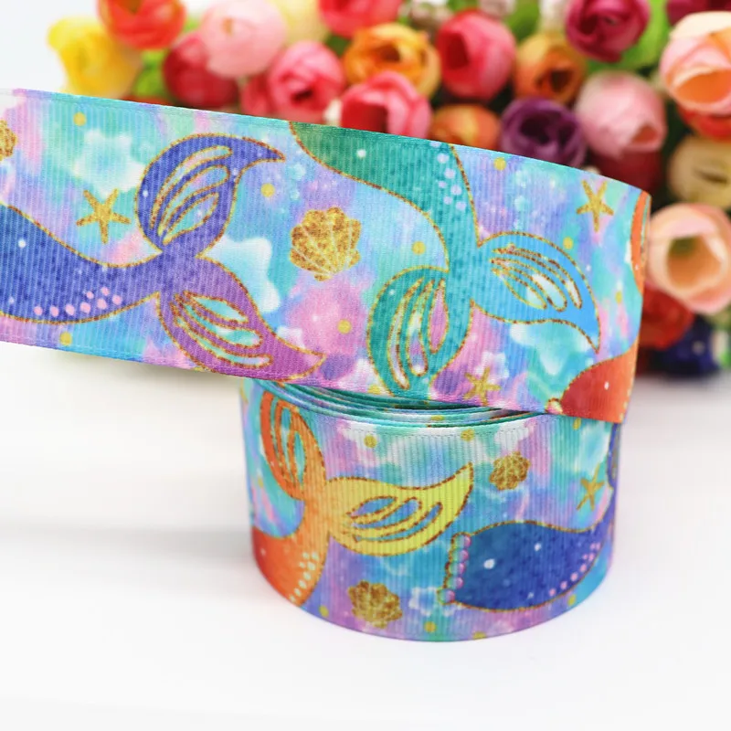 5 Yards 1.5'' 38MM Fish Tail/Mermaid Printed Grosgrain Ribbons For Hair Bows DIY Handmade Materials Y19082001 | Дом и сад