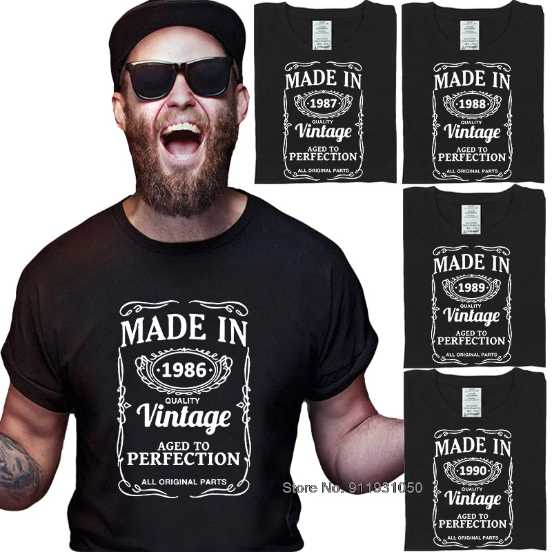 

Men's Fitted O-Neck T-shirt Tops 31 32 33 34 35 years old gift made in 1986 1987 1988 1989 1990 Anniversary Funny T-shirt