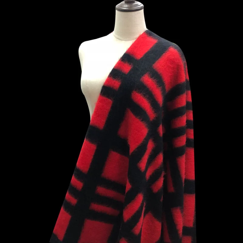 

Европейский и американский бренд плед мохер Альпака кашемировая шерсть длинное пальто ткань одежда осень и зима плотная ткань