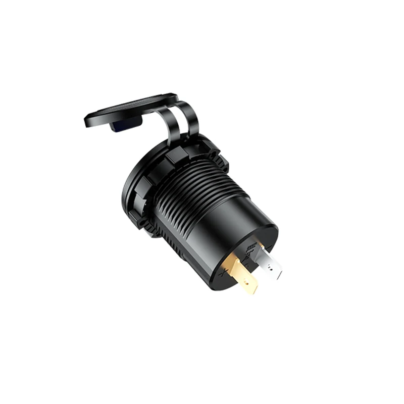 PD Type C USB автомобильное зарядное устройство с переключателем QC 3.0, быстрая водонепроницаемая доставка мощностью 36 Вт, вольтметр с предохранителем 10A и кабелем длиной 60 см.