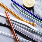 Стеклянные соломинки, Длинные Прямые Цветные соломинки, прозрачные зеркальные трубки для сока, напитков, креативный перемешивающий стержень 2 шт.компл.