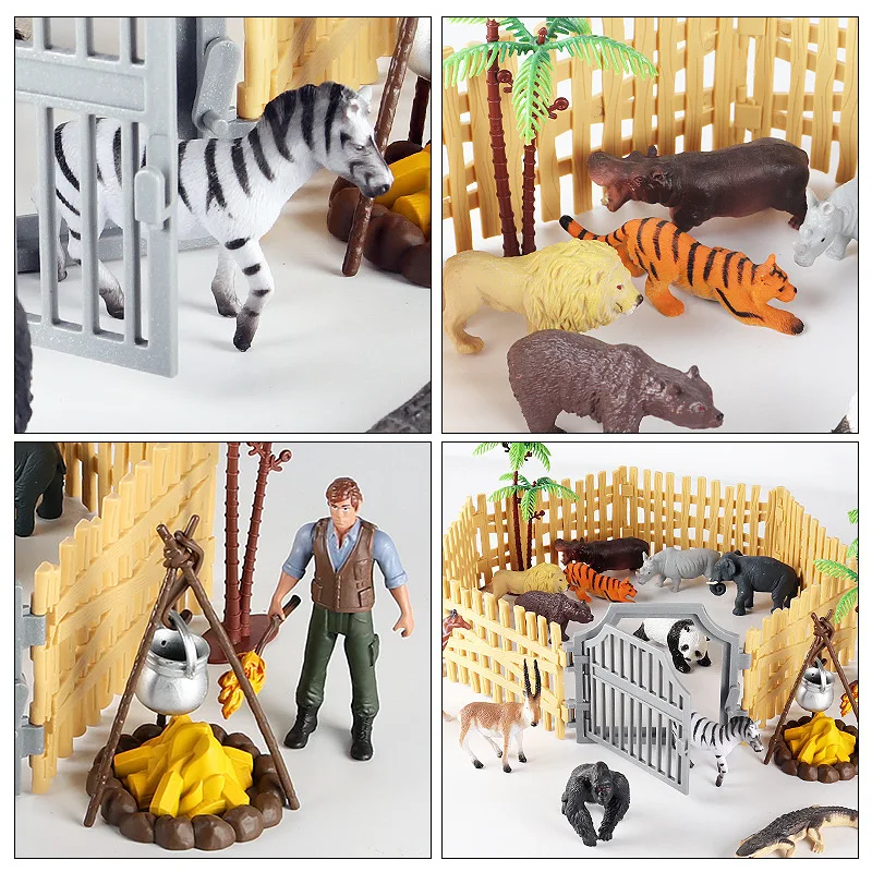 

Simulation animal model toy children cognition solid tiger rhinoceros brown bear lion crocodile scene matching decoration