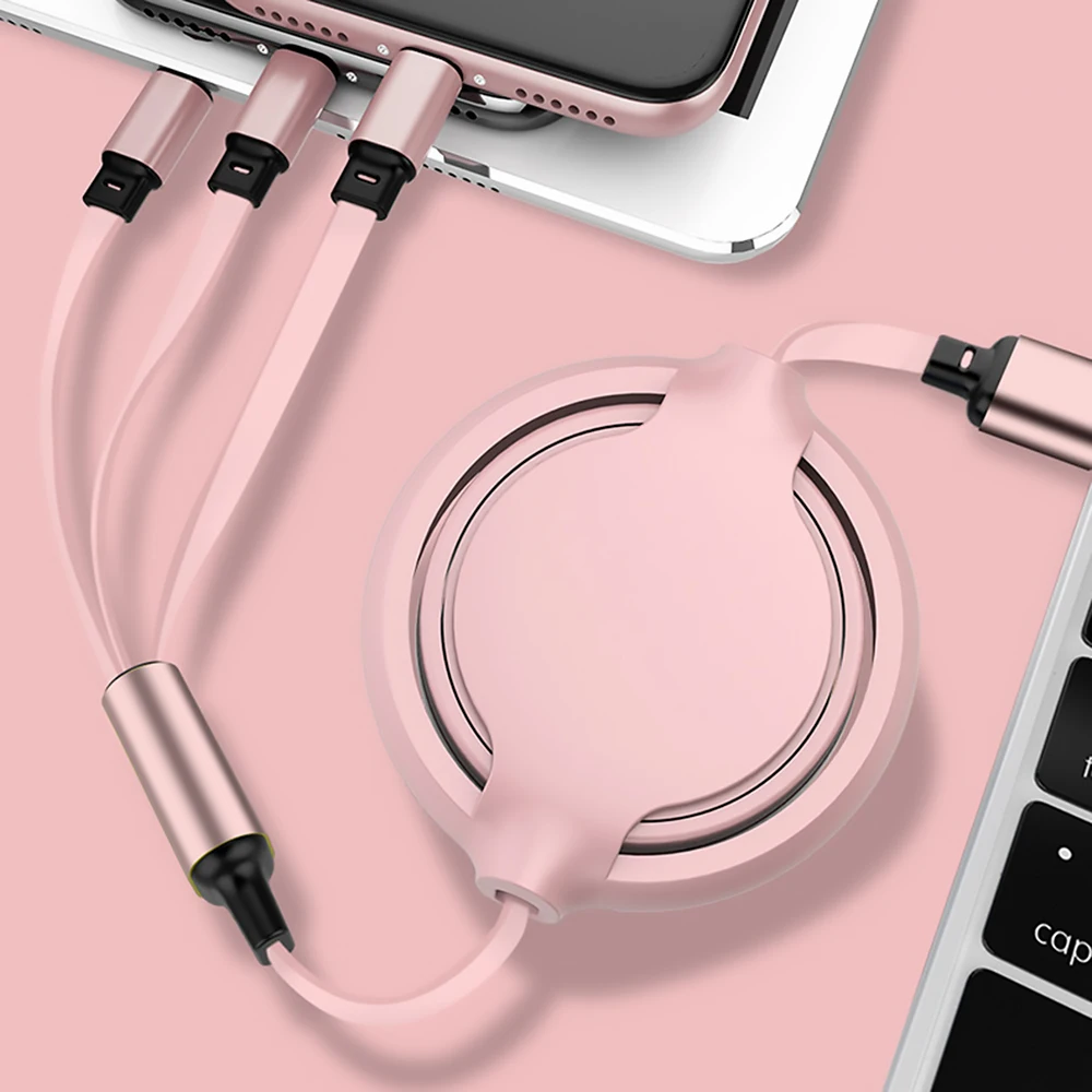 

Retractable Portable Charging Cable For IPhone X And USB C Cable For Samsung S9 2020 NEW 3 In 1 USB Charging Cable Micro USB