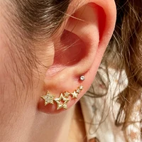 of hot selling simple fashion shining star earrings girl lovely silver colour zircon ear studs ear clip jewelry womens gift