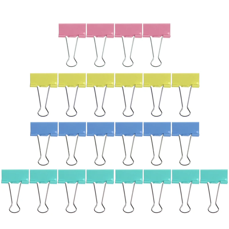 

24Pcs Colorful Metal Binder Clips File Paper Clip Office Supplies 41mm Width