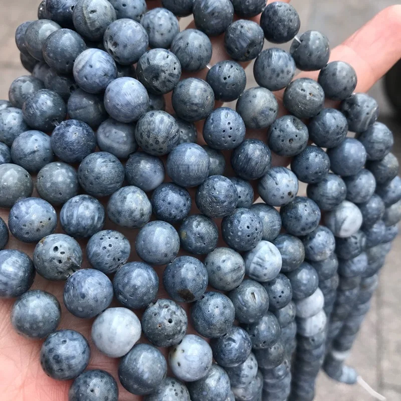 

OMHXZJ Wholesale ZB72 4 6 8 10 12mm DIY Bracelet Necklace Jewelry Making Accessories Natural Stone Fine Blue Coral Round Beads
