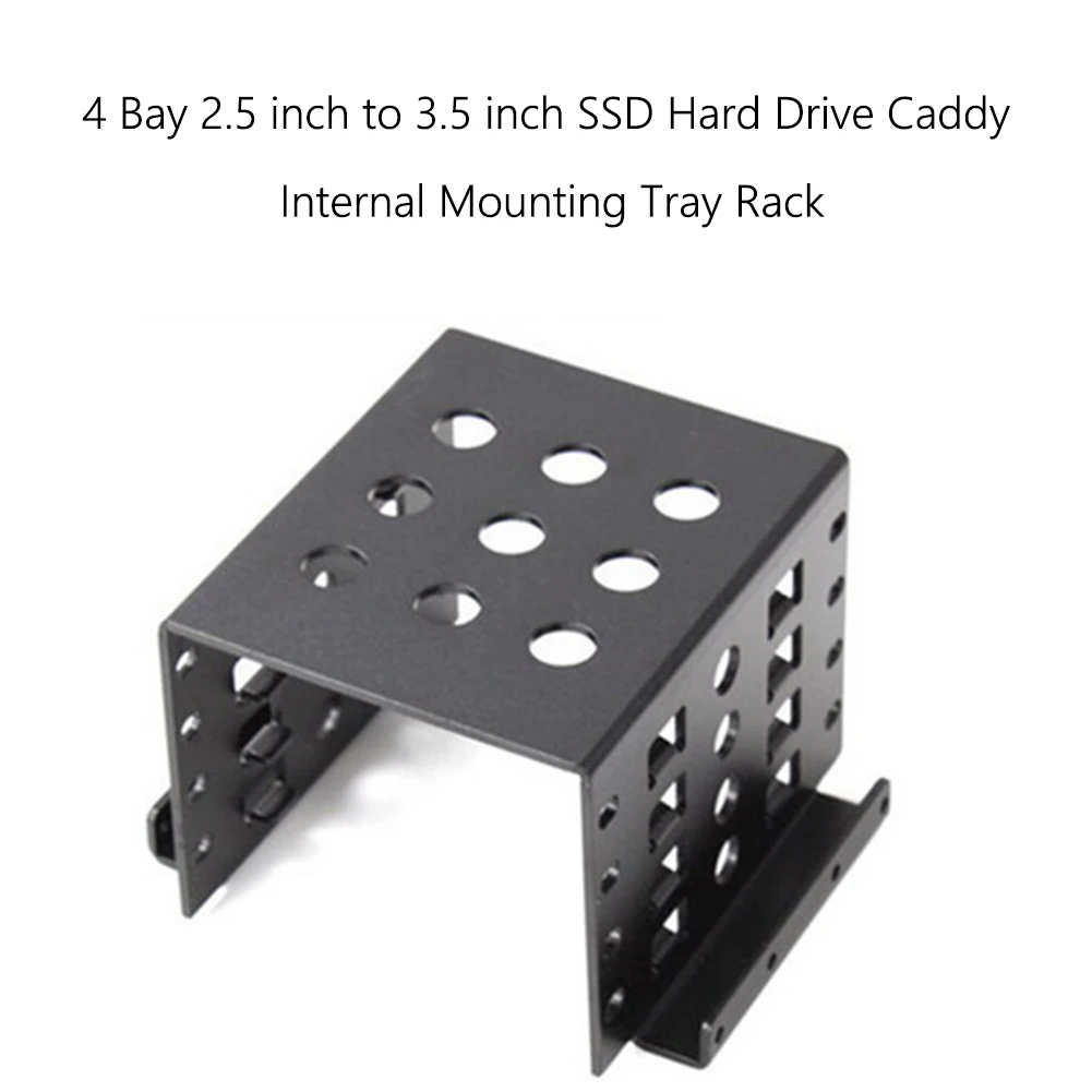 

4 Bay 2.5 inch to 3.5 inch SSD Hard Drive Enclosure Caddy Chassis Internal Mounting Adapter Bracket Alloy Computer Tray Holder