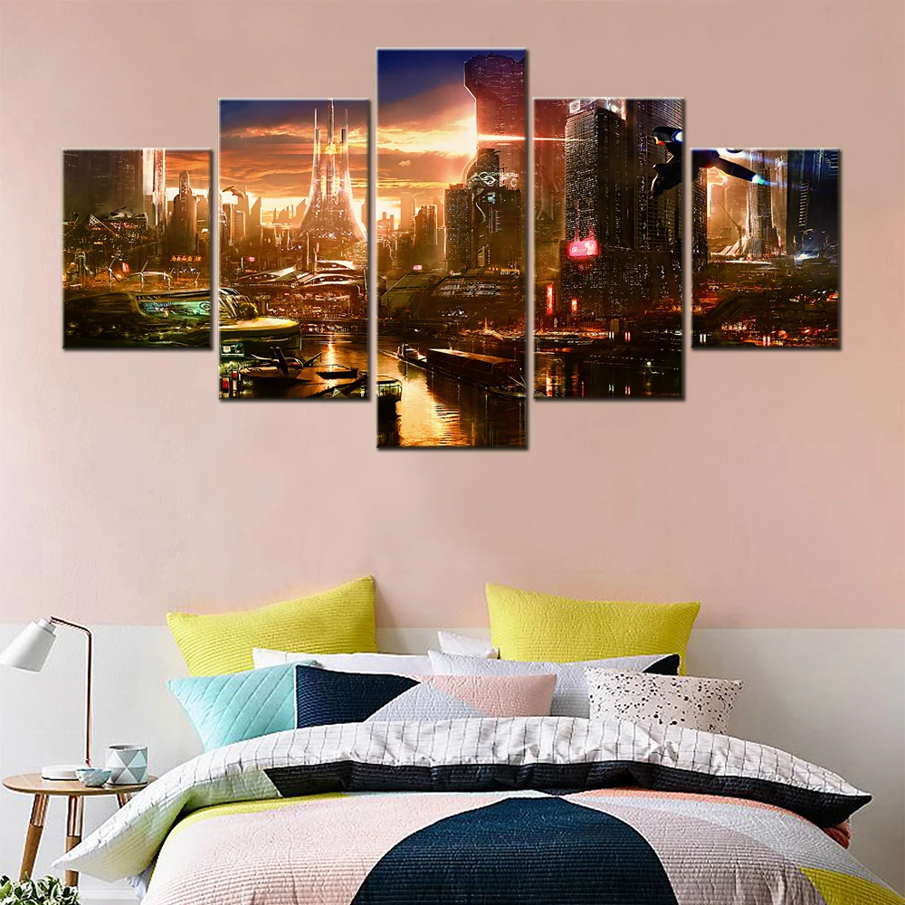 

Wall Art Canvas Prints Japan Anime City Buildings Cityscape Bedroom Decoration Pictures Posters Aesthetic Painting Free Shipping