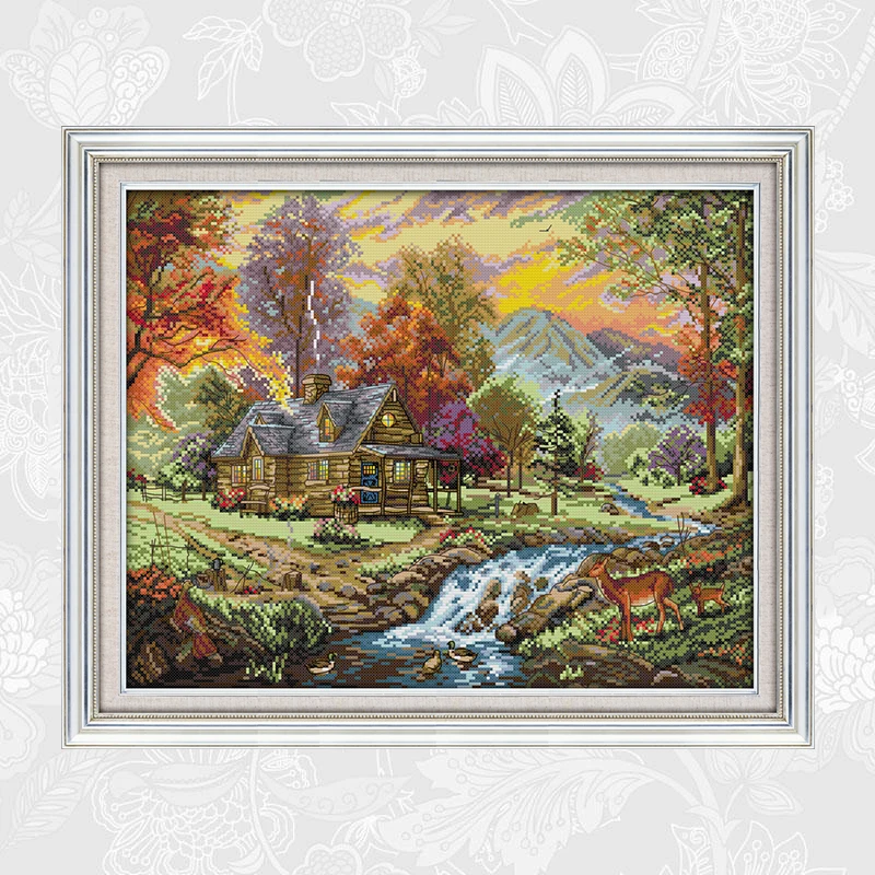 Holiday Villa Painting Pattern Counted Printed on Canvas Cross Stitch kits DMC Cotton Thread Handwork Needlework Embroidery Set | Дом и сад