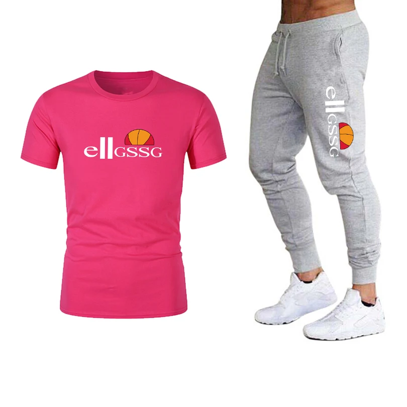 

2021 new fashion men's suits, casual sports T-shirts + men's jogging pants, gym fitness fashion sportswear