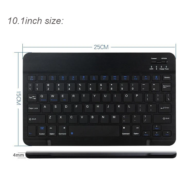 Zienstar ультра тонкая " 10" Беспроводная Bluetooth клавиатура для IPAD, MACBOOK, ноутбука, компьютера и планшета, перезаряжаемая батарея - Цвет: 10inch Black