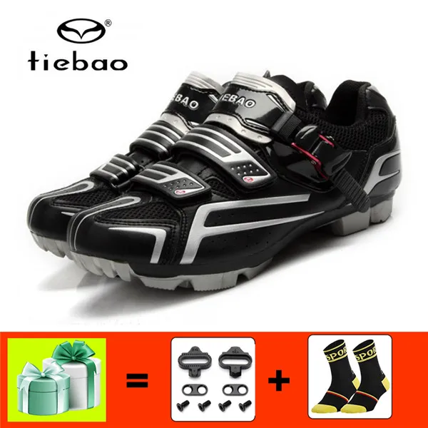 1268 black with gift TIEBAO, обувь для велоспорта, Черная Мужская обувь для горного велосипеда, нескользящая, самоблокирующаяся, дышащая, mtb обувь, Sapatos, кроссовки Ciclismo - Цвет: 1268 black with gift