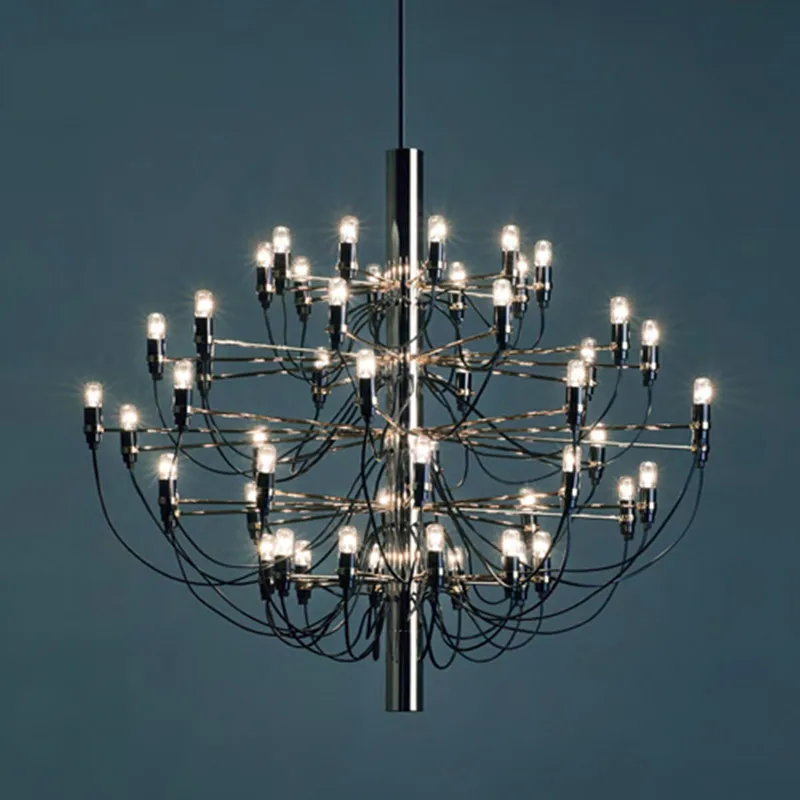 Gino Sarfatti-candelabro de plata dorada 2097, iluminación de araña de salón, escalera, Hotel, 18/ 30/ 50 cabezas de diseñador