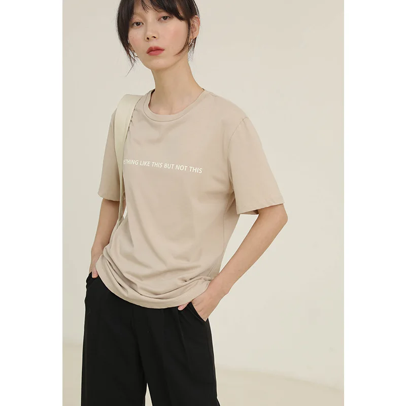 Short Sleeve Slogan Tee Shirt Women Crew Neck Cotton T-Shirts Brief | Женская одежда