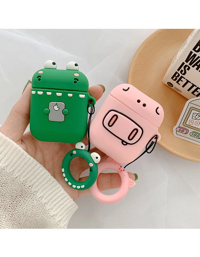 Новинка хит продаж милый мультяшный чехол для наушников Airpods Apple защитный лягушка