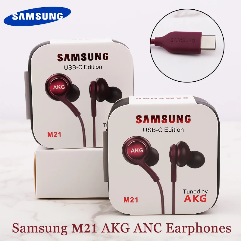 Samsung M21 Earphones ANC AKG Headset In-ear Type c with Mic Wired for Galaxy S20 Note10 A51 A52 A72 huawei xiaomi 20 pcs lot |