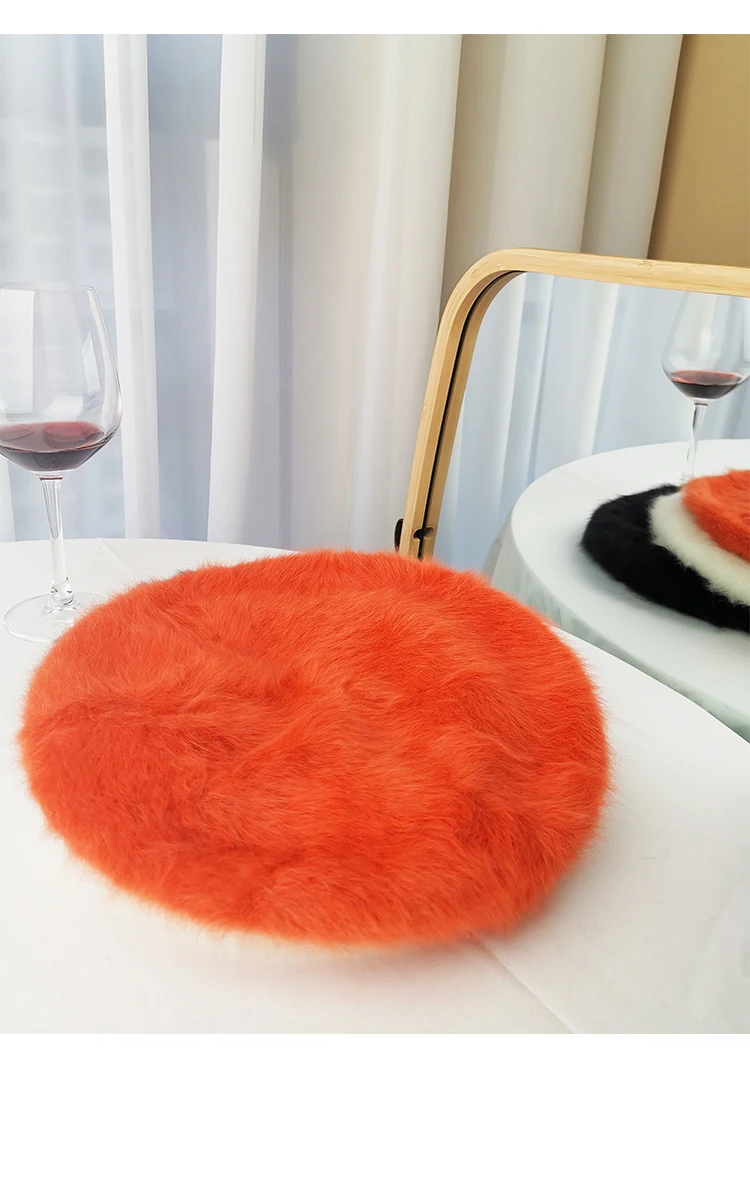 

Rabbit hair Beret net red star with orange alphabet warm hat children's winter Korean Japanese bud hat