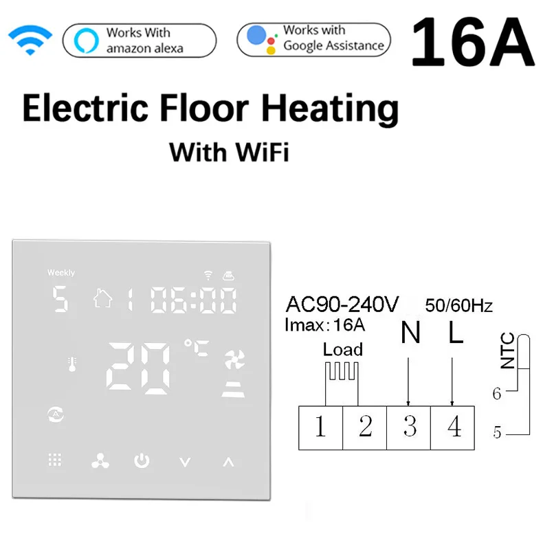 

Graffiti Digital Display Intelligent Temperature Controller Mobile App Voice WiFi Electrical Floor Heater Thermostat Remote