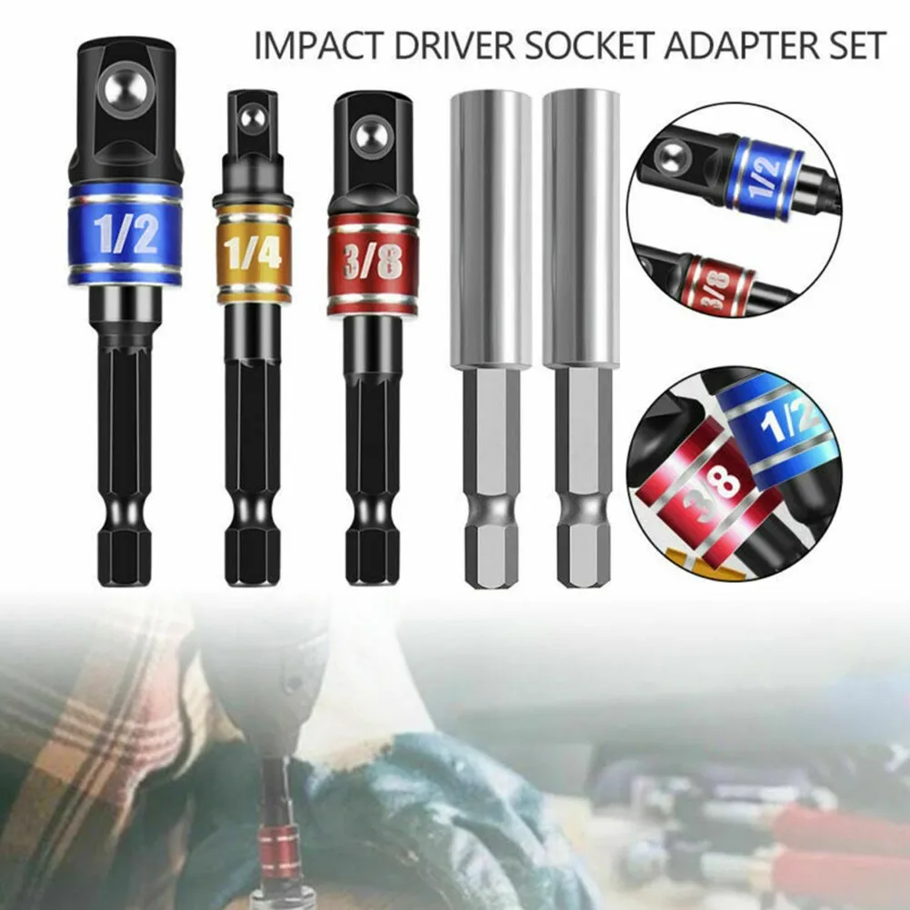 

5pcs/set Impact Driver Socket Adapter Bit Holder Drill Bit Extension Kit