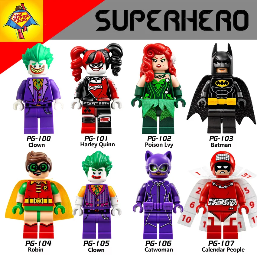 Строительные блоки Джокер яд Плющ Бэтмен Робин календарь людей Харли Квинн