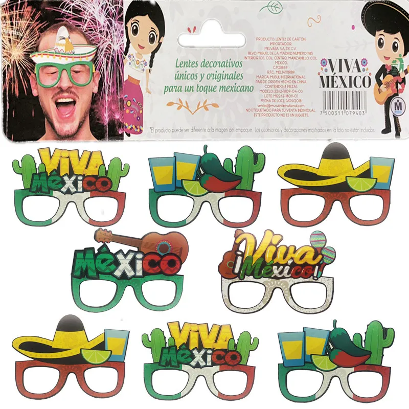 Mexican Cactus Paper Glasses Photo Props - Set of 8 for Summer and Mexico Themed Birthday Party Decor and Favors image 2