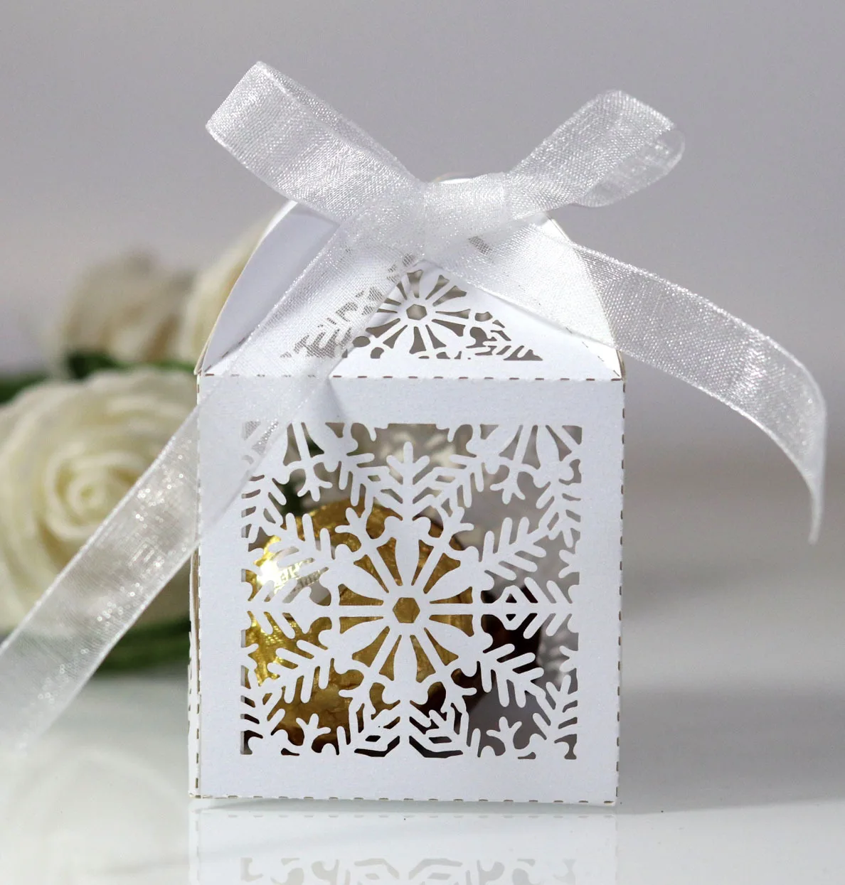 Полый Рождественский Конфета Снежинка коробка с лентой шоколад Свадебная