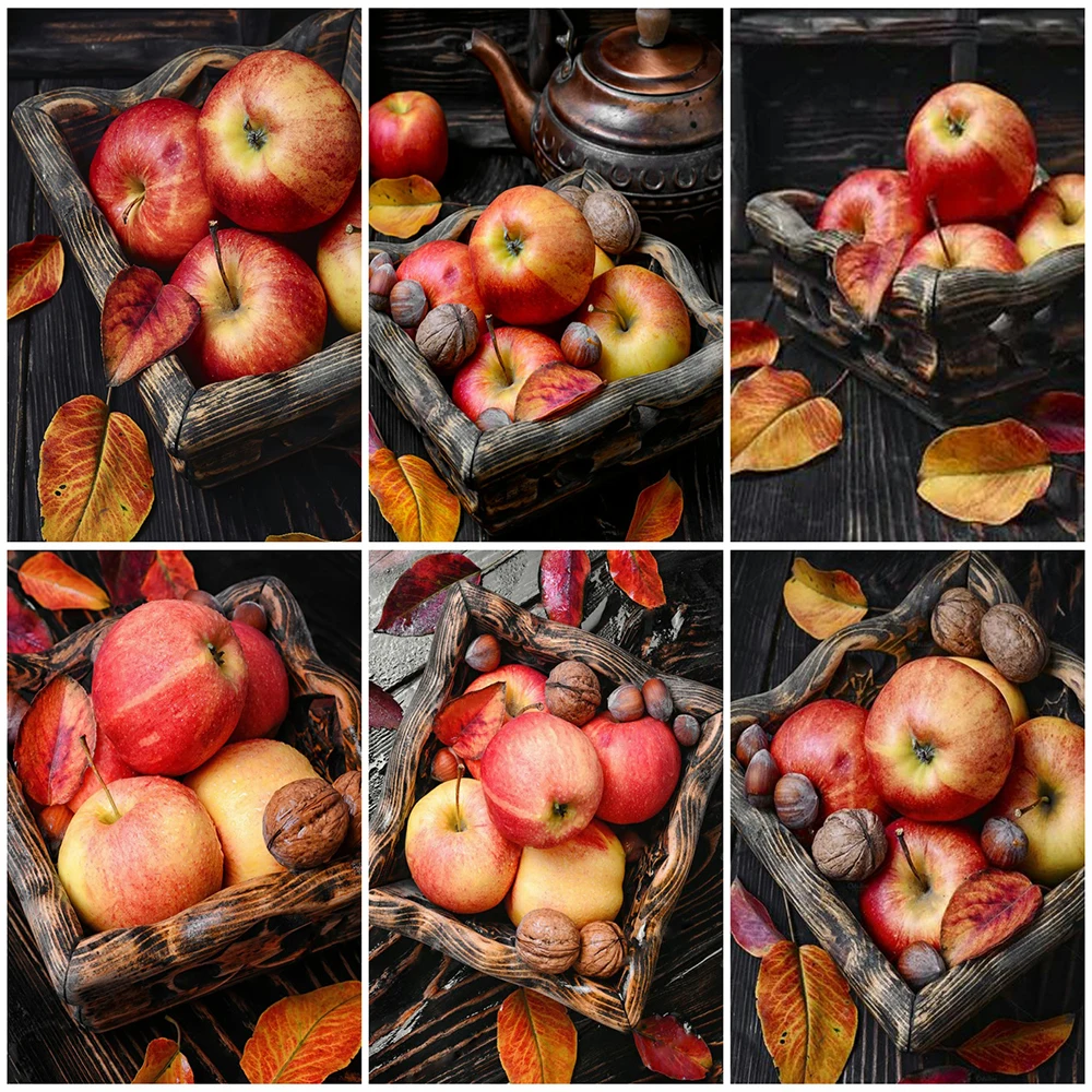 

5D Diy алмазная живопись, полностью Алмазная квадратная картина с яблоками, осенняя мозаика ручной работы, хобби