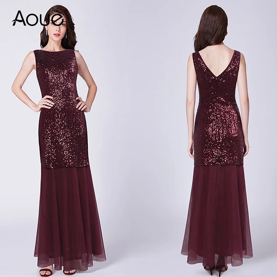 Женское вечернее платье-Русалка Aoue бордовые и красные вечерние платья с