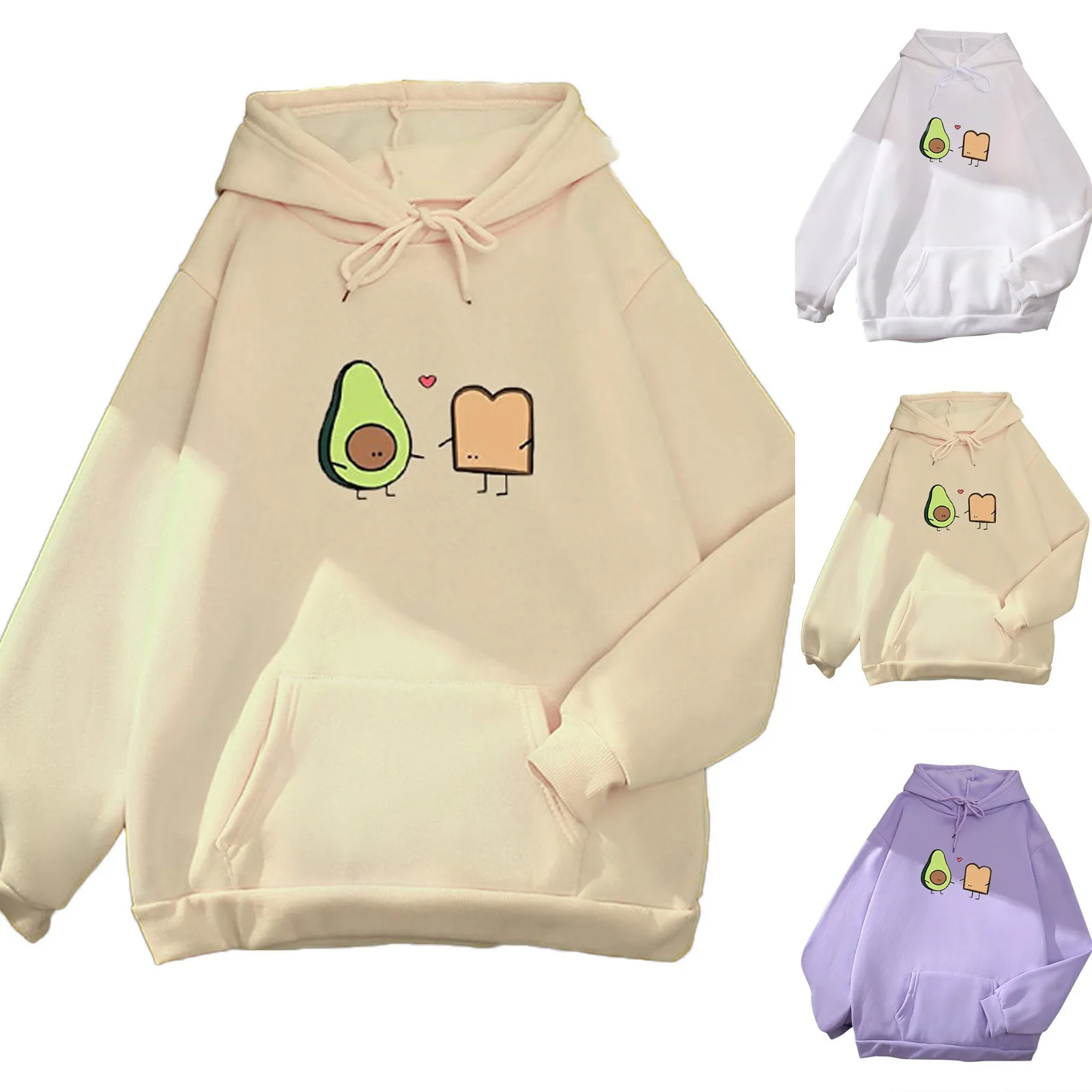 59# 2021 Oversize Cute Print Sweatshirt Kawaii Hoodies Women Top Clothes Hoody Female Winter With Pocket Hoodies Full Sleeve