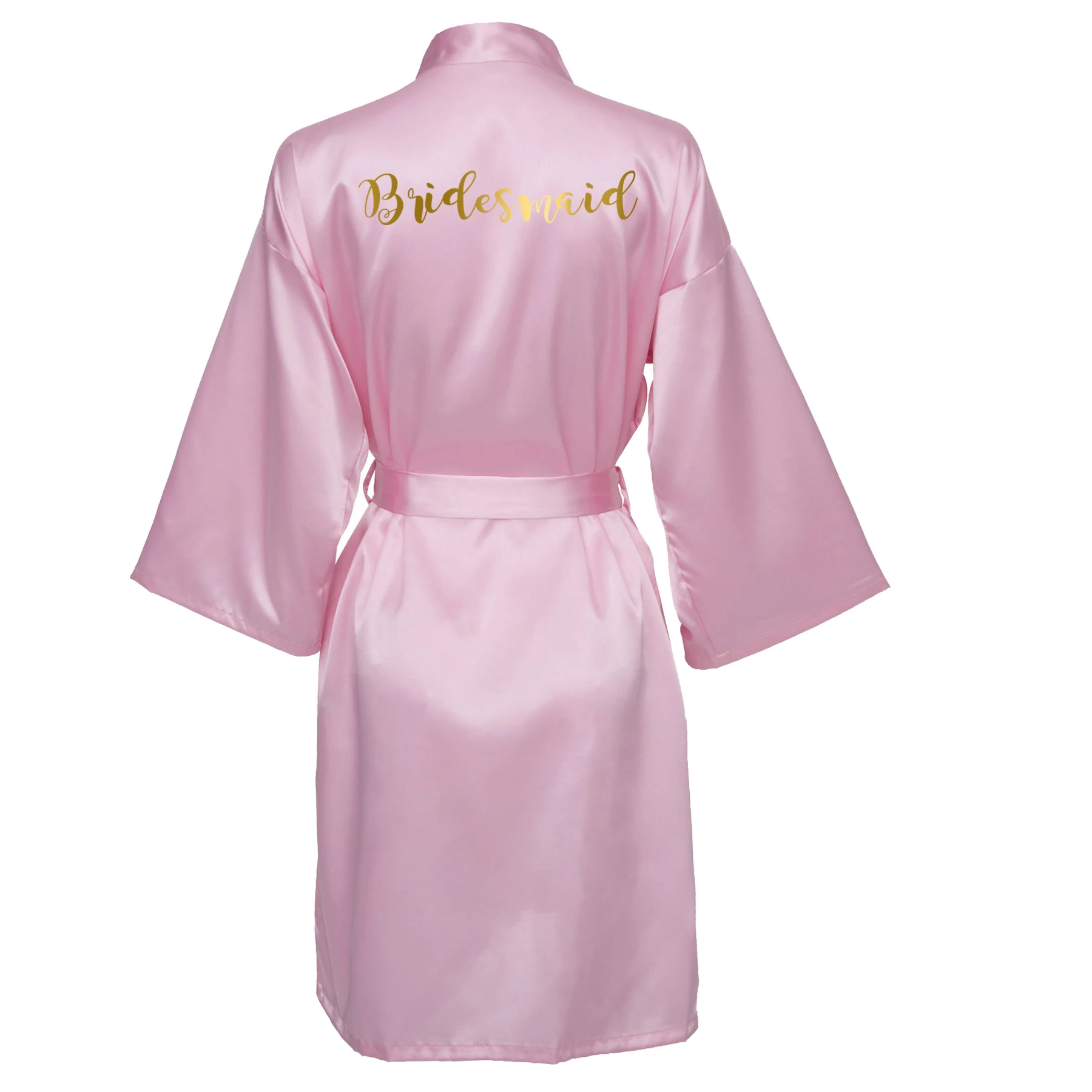Pink Bridesmaid Owiter женское розовое платье Атласный шелковый халат для невесты Свадебный сексуальный халат для невесты белые халаты одежда для сна - Цвет: Pink Bridesmaid