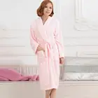 Женский флисовый халат, зимний теплый толстый женский халат длиной до колена, одежда для сна, плюшевая Пижама
