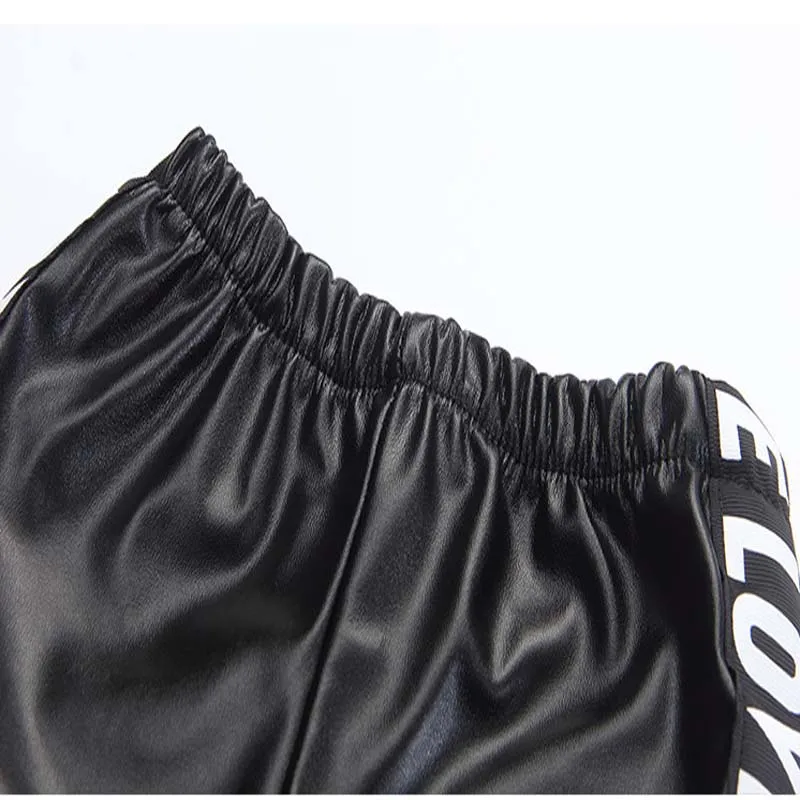 Кожаные леггинсы для девочек с эластичным поясом на весну|leggings for girls|girls leather pantsbaby