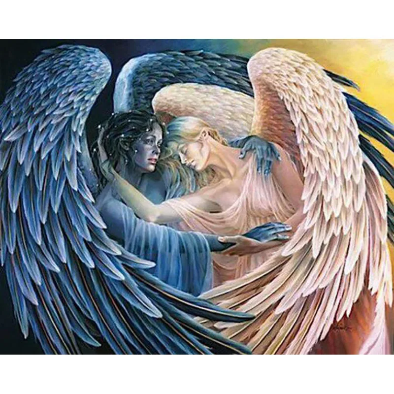 

Diamond Painting Black White Angel Full Drill Rhinestone 5D DIY Diamond Embroidery Cross Stitch Mosaic Home Decor Lover Gift