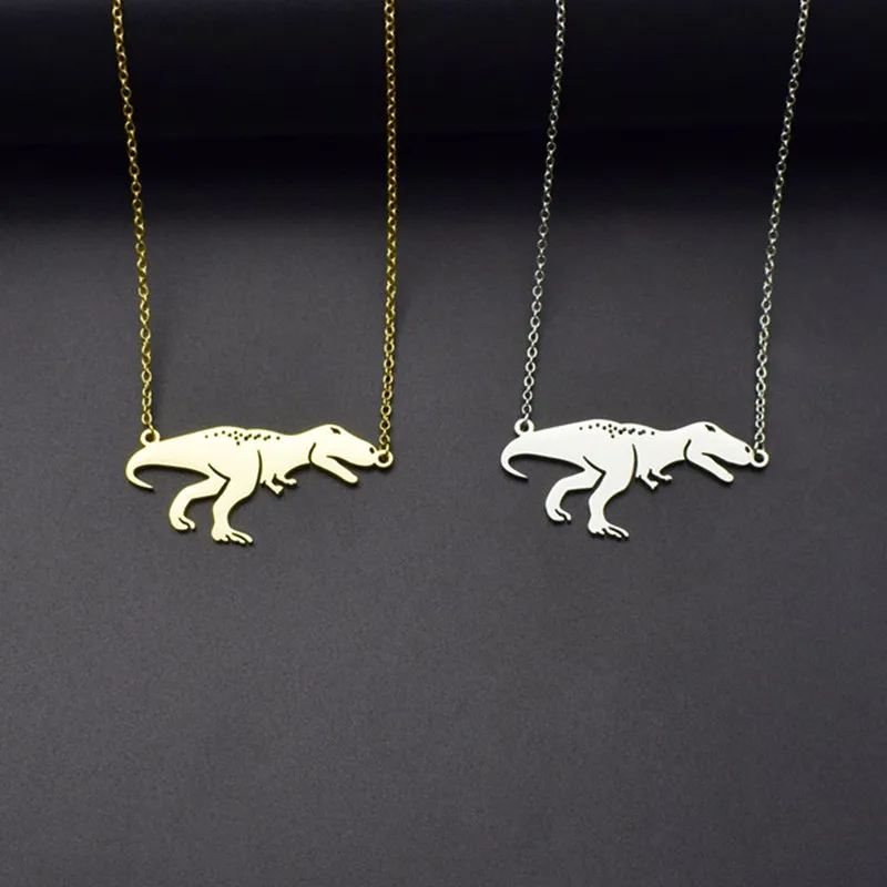 Ожерелье в стиле панк с динозавром Юрского периода для женщин очаровательное колье из нержавеющей стали женское колье подарок для лучших друзей на день рождения ювелирное изделие