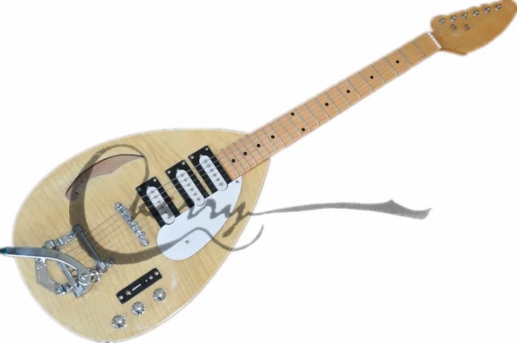 

free shipping custom in advance electric guitar,tremolo bridge,SSS pickups,chrome buttons,maple veneer,natural color guitar