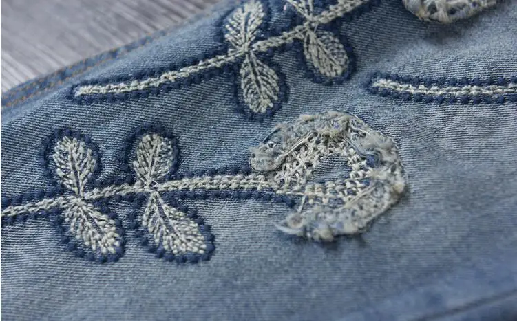 Джинсы больших размеров женские уличные модные бойфренда с вышивкой шаровары