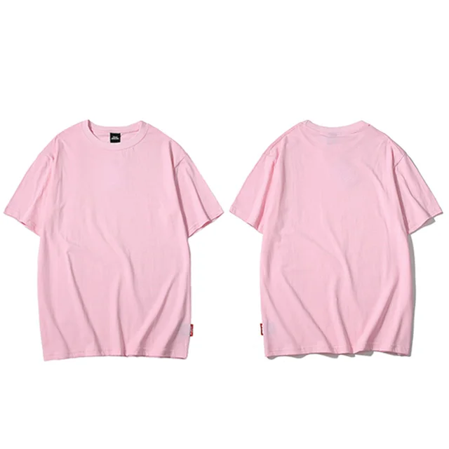A188001 Pink Простая футболка в стиле Харадзюку, лето, хип-хоп футболка, 100 хлопок, мужские зеленые футболки, уличная одежда, Повседневные базовые топы, футболки с коротким рукавом - Цвет: A188001 Pink