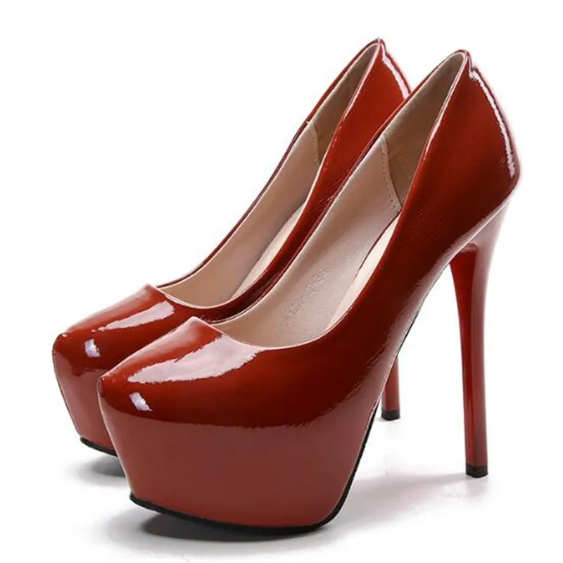 

Женские туфли-лодочки из искусственной кожи, на тонком высоком каблуке 14 см, пикантные водонепроницаемые классические туфли без застежек с ...