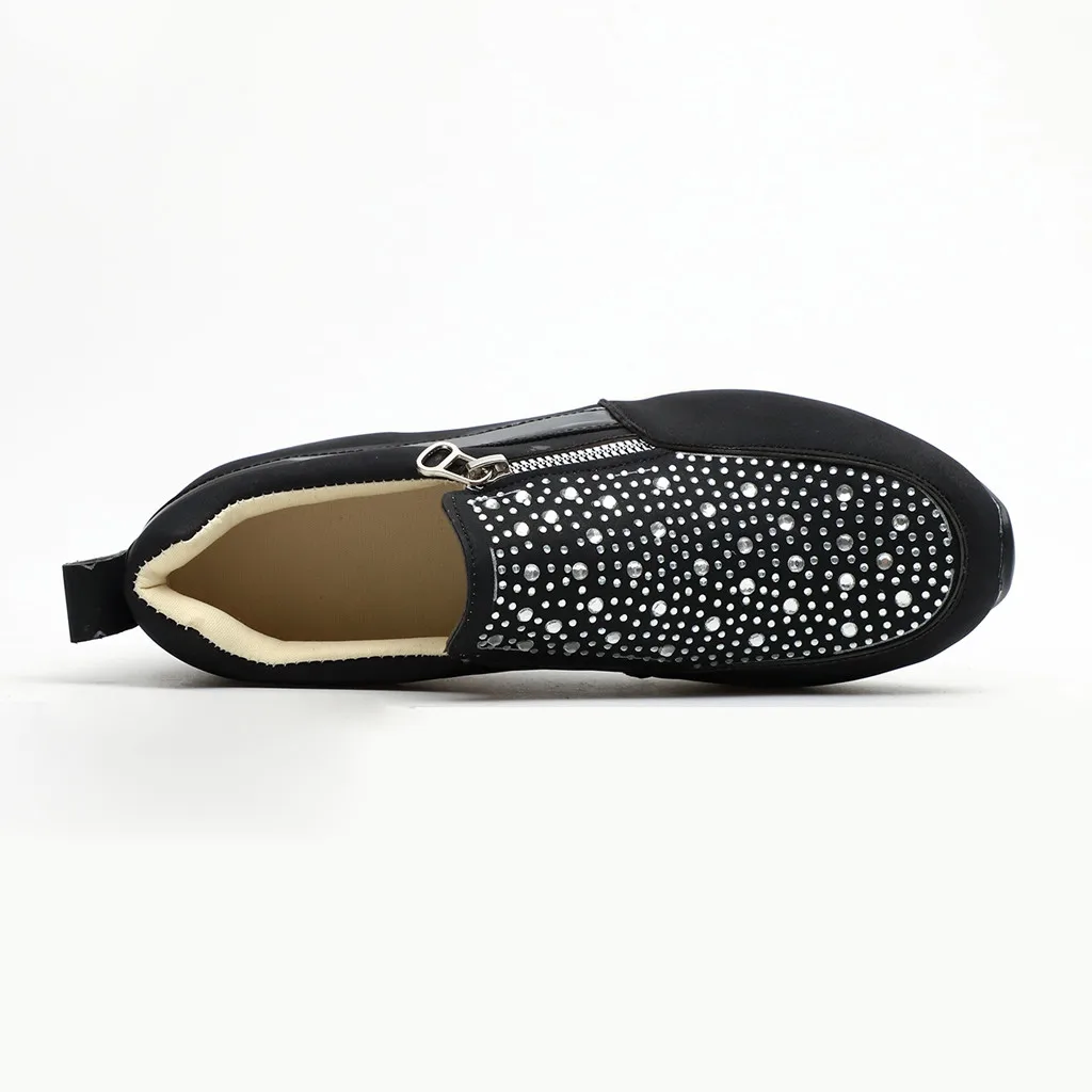 Новинка Массивные кроссовки Женские лоферы на плоской подошве Обувь молнии из