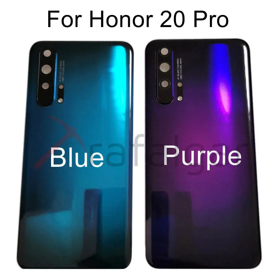 Для huawei Honor 20 крышка батареи Задняя стеклянная панель двери корпус чехол для Honor 20 Pro Задняя стеклянная крышка+ объектив камеры+ клей