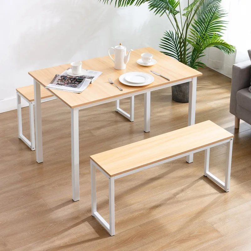 

3Pcs/Set Multi-function Dinning Table Set Furniture Dining Room Wood Table With Two Benches