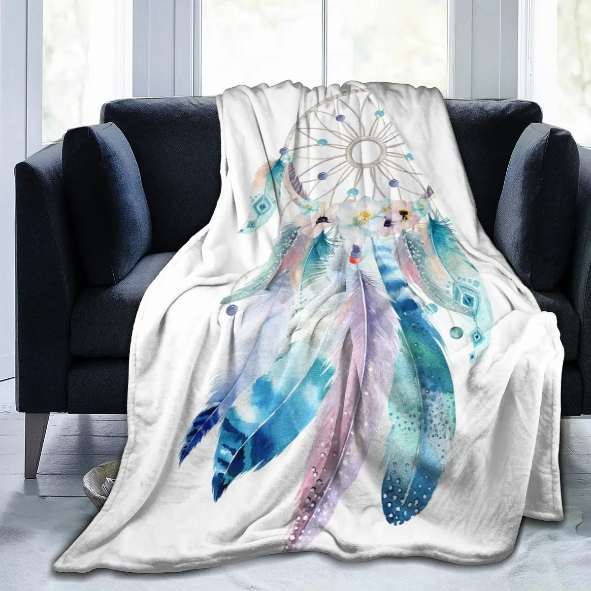 

Colorful Dreamcatcher Hippie Bohemian Super Soft Fleece Throw Blanket Dropship New 3D Printing Flannel Lightweight Wholesale