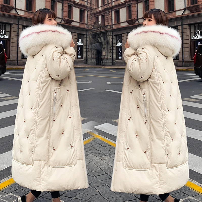 2020 Вельветовая теплая пуховая парка с большим воротником и мехом Зимняя Толстая