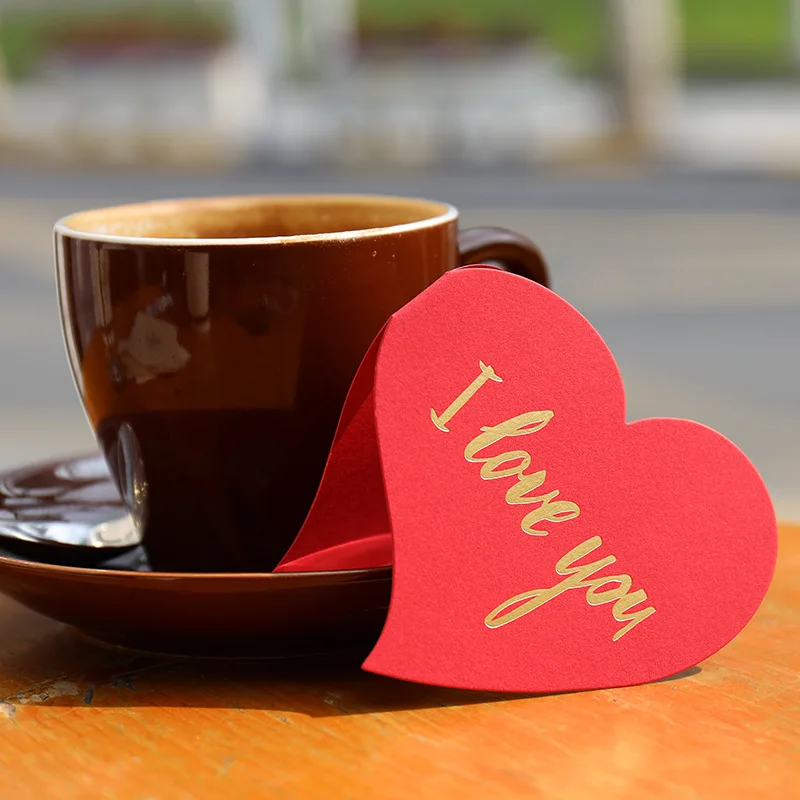 10 шт Черная позолота любовь маленькая поздравительная открытка с сообщением