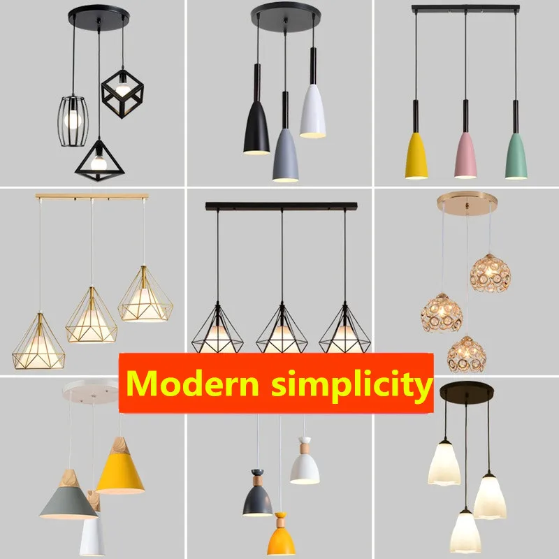 

Modern minimalist dining room chandelier LED bar table lamp dining room lamp three head lamp living room dining room lamp