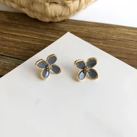 925%c2%a0silver%c2%a0needle fashion new grey flower earrings delicate jewelry plant camellia stud earrings for women student gifts