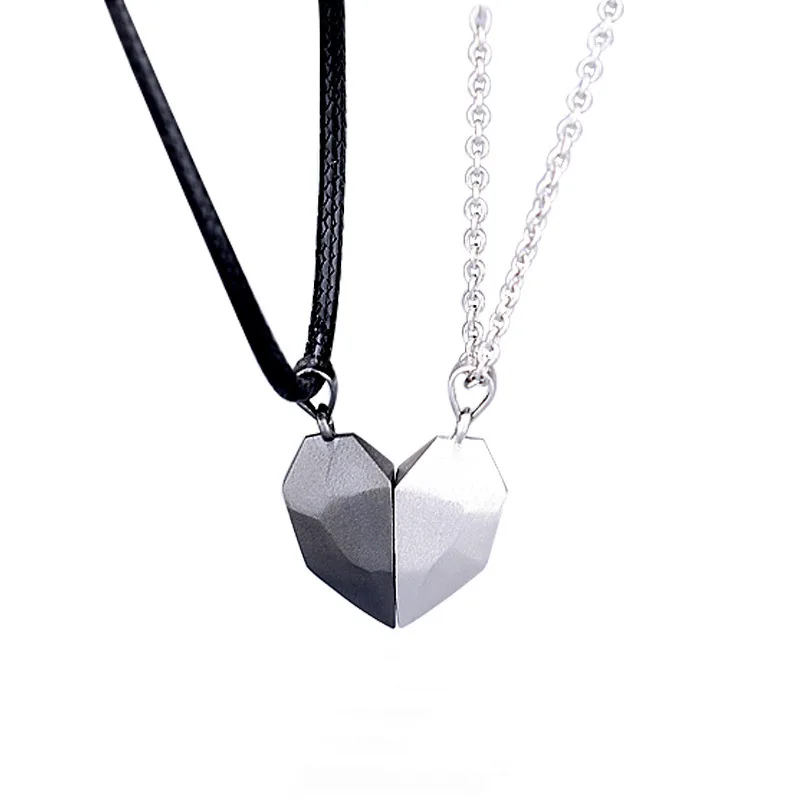 

1Pair Magnetic Couple Heart Shape Necklace Gothic Punk Style For Men Jewelry Wedding Lovers Couples Valentine's Day gift Gifts