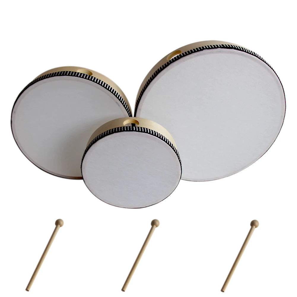 

3 шт., детский барабан с деревянной рамой, 6 дюймов, 8 дюймов, 10 дюймов