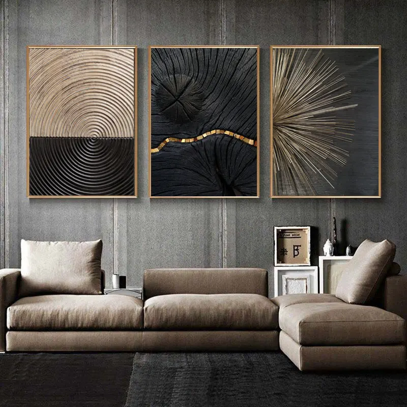 

Abstract Black Golden Line Texture Poster Vintage Minimalist Wall Art Canvas Painting Modern Luxury Living Room Home Decor