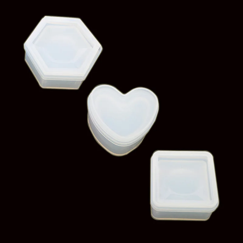 

Box Resin Molds, Silicone Resin Molds 4 PCS Box Molds with Square Hexagon Heart Shape Flower Epoxy Molds